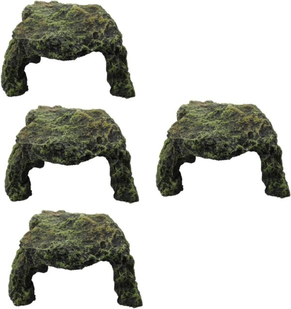 POPETPOP 4pcs Climbing Pet Shelter Hole Terrarium Pets Basking Platform Bearded Dragon Hideout Tortoise Accessories Creative Reptile Ramp Reptile Hides Reptile Decor Resin