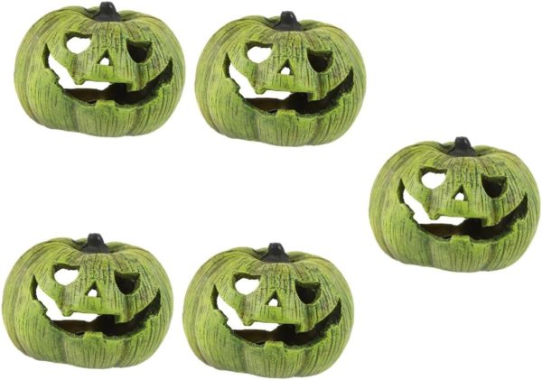 POPETPOP 5pcs Pumpkin Hideout House Reptile Hideout Snake Cave Reptile Hides Fish Tank Ornaments Hide Reptile Hidden House Reptile Cave Adornment Aquarium Hideaway Rock Green Resin