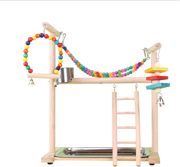 Parrots Cage Perch Stand Bridge Colorful Swing Climbing Wooden Training Ladder Toy For Bird