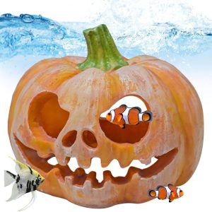 Pumpkin Fish Shelter - Pumpkin Reptile Shelter | Shrimp Hide Reptile Shelter House | Ghost Face Small Pumpkin | Halloween Pumpkin Fish Aquarium Ornament For Halloween Fish Tank Aquarium Decoration