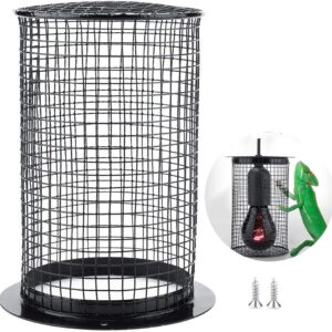 Reptile Heater Lamp Guard, Reptile Heating Bulb Guard Protector Mesh Metal Cage Enclosure Heat Safety, Reptile Anti-Scald Burn Protective Lamp Shades (black)