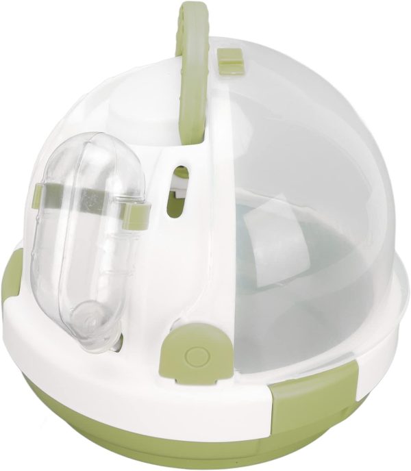 Shape Hamster Carry Cage, Portable Safety Ventilation Hole Small Pet Out Cage 180 Degree Foreground Window for Guinea Pigs for Small Pet for Hamsters (Green)