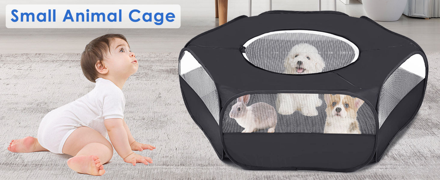 Small Animal Cage  Hamster Playpen Guinea Play Pen  Cover Outdoor Indoor Pet Pop up Playpen