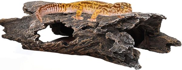 Tfwadmx Reptile Hide Leopard Gecko Tank Accessories Snake Hides Resin Hollow Log for Aquarium Decorations Betta Fish Hideout for Crested Geckos,Chameleons, Corn Snakes, Frogs