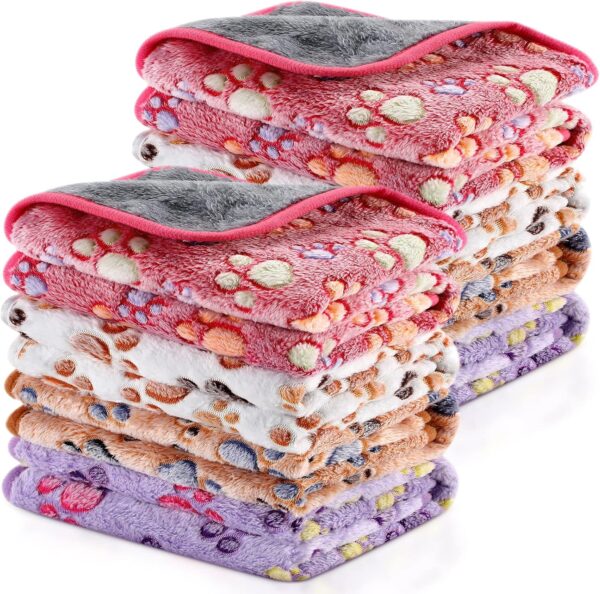 Tudomro 8 Pcs Bulk Waterproof Guinea Pig Blankets Small Animal Flannel Throw Bedding Absorbent Guinea Pig Cage Liners Reusable Pet Pee Pad Sleep Mat Pad Cover for Hamster Rabbit Ferret (14 x 28 Inch)