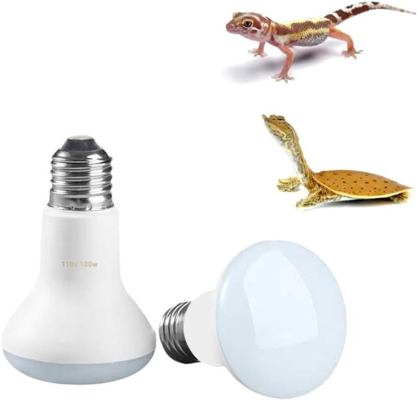 WDKXCN Reptile Heat Lamp, 2 Pack 100W Heat Bulb for Reptiles, E27 Reptile Basking Spot Lamp, Tortoise Heat Lamp Bulb for Tortoise, Snake, Frog, Lizard, Hermit Crab, Cockatoo (White)