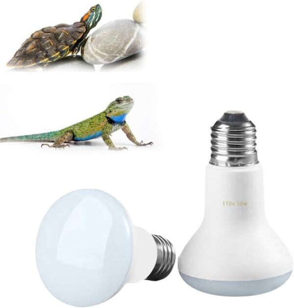 WDKXCN Reptile Heat Lamp, 2 Pack 50W Heat Bulb for Reptiles, E27 Reptile Basking Spot Lamp, Tortoise Heat Lamp Bulb for Tortoise, Snake, Frog, Lizard, Hermit Crab, Cockatoo (White)