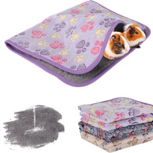 YUEPET Waterproof Guinea Pig Blankets Washable 3 Pack Small Animal Fleece Cage Liners Pet Soft Sleep Mat Pad Cover Warm Flannel Throw for Hamster Guinea Pig Rabbit Chinchilla Hedgehog Ferret 23"×16"