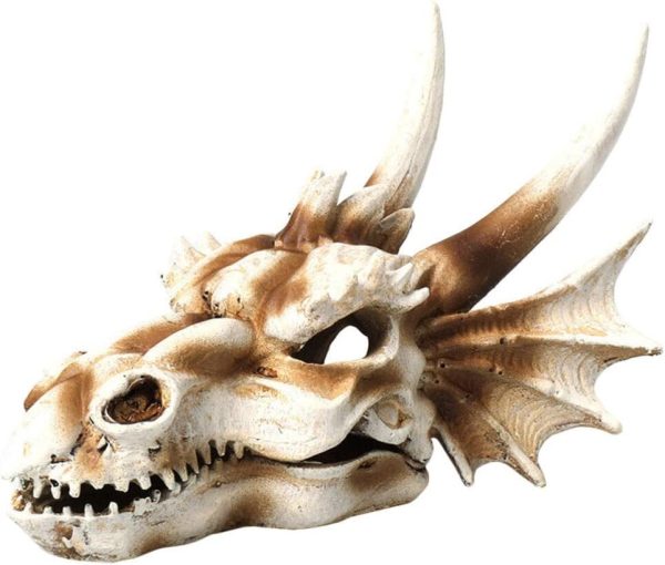 Yardwe Dragon Skull Decorations Bearded Dragons Tank Accessories Reptile Hide Cave Resin Skulls Reptiles Hideout Habitat Aquarium Decor